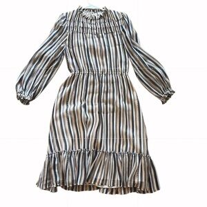 Derek Lam 10 Crosby silk sheer pastel striped mini dress with ruffles EUC